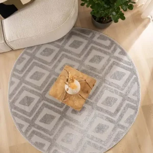 Rond vloerkleed Scandinavisch – Contour Diamond grijs Black Friday-64% Limited Edition