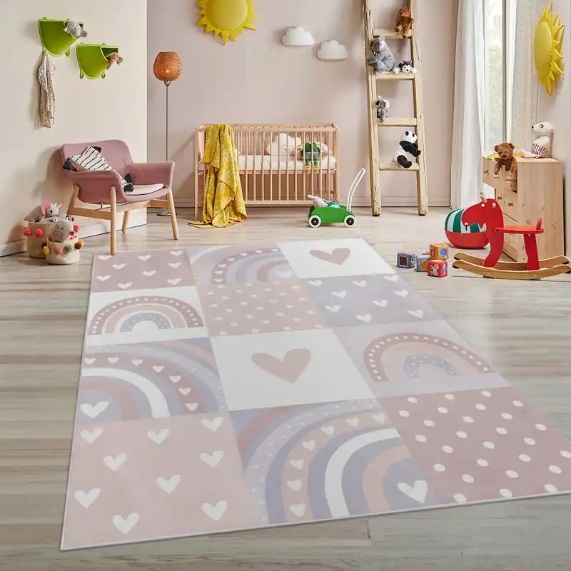 Plaats Bestelling Kindervloerkleed – Rainbow lichtroze Black Friday-38%