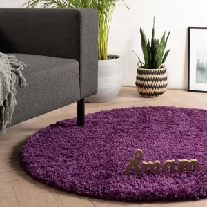 Trendy Rond hoogpolig vloerkleed – Cozy Shaggy – paars    -43%