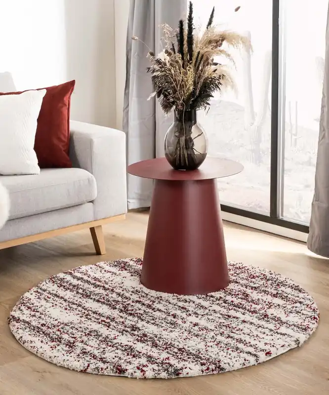 Seizoensaanbieding Rond hoogpolig vloerkleed strepen Artisan – grijs/rood Black Friday-37%