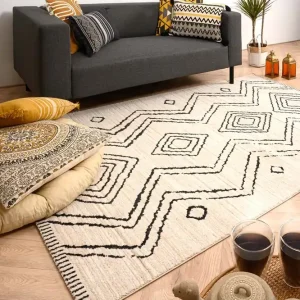 Uitverkoop Berber vloerkleed Beni Ouarain Bahij – crème/zwart    Black Friday-33%