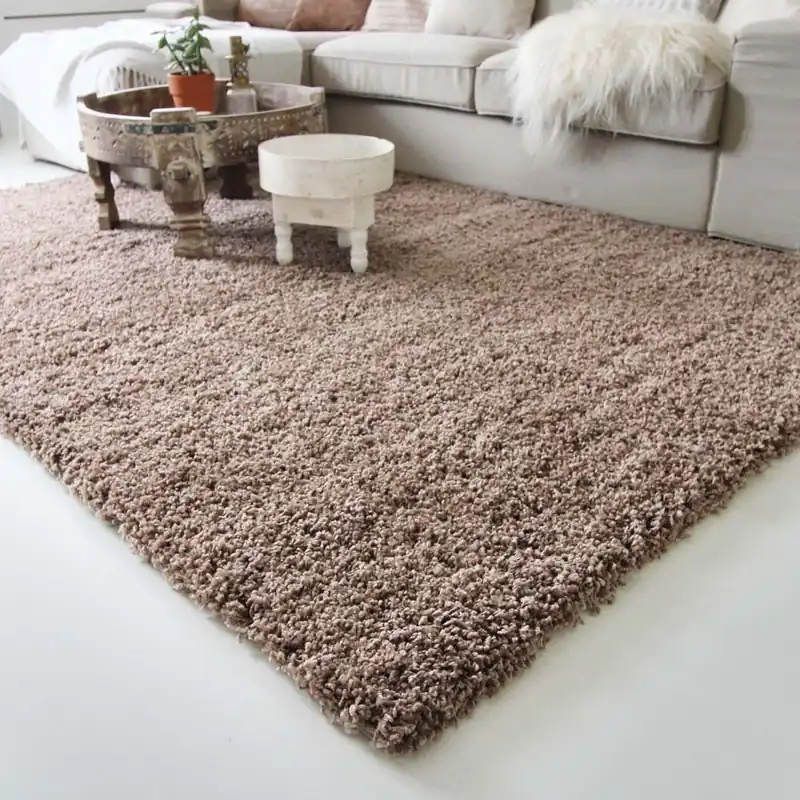 Luxe Hoogpolig vloerkleed shaggy Royal 5cm hoogte – mokka