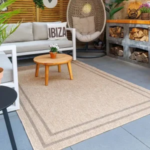 Beperkt Aanbod Jute buitenkleed lijstmotief – Elara beige Black Friday-36%