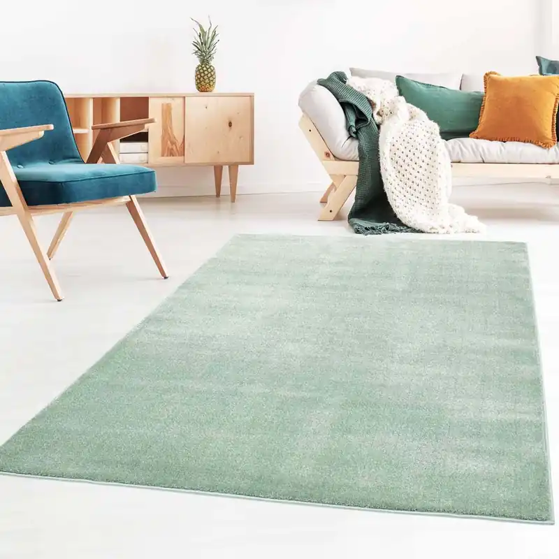 Koop Online Effen vloerkleed velours Gala – mintgroen -38%