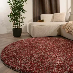 Uitverkoop Rond hoogpolig vloerkleed – Blend rood/grijs    Black Friday-34%