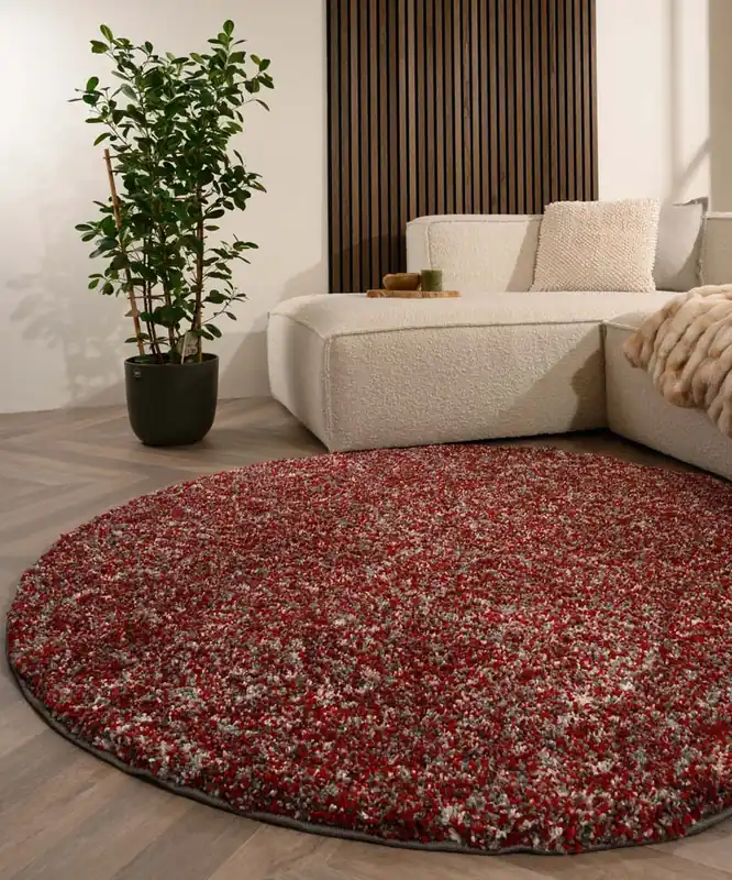 Uitverkoop Rond hoogpolig vloerkleed – Blend rood/grijs Black Friday-34%