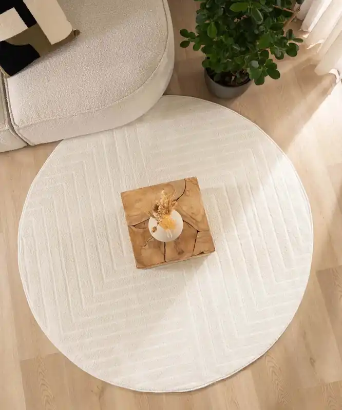 Dagaanbieding Rond vloerkleed Scandinavisch – Contour Edge crème Black Friday-64%