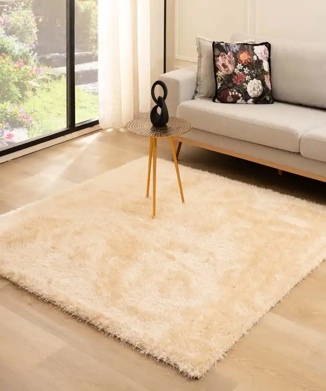 Vierkant hoogpolig vloerkleed velvet – Posh champagne Black Friday-44% Voordeelprijs