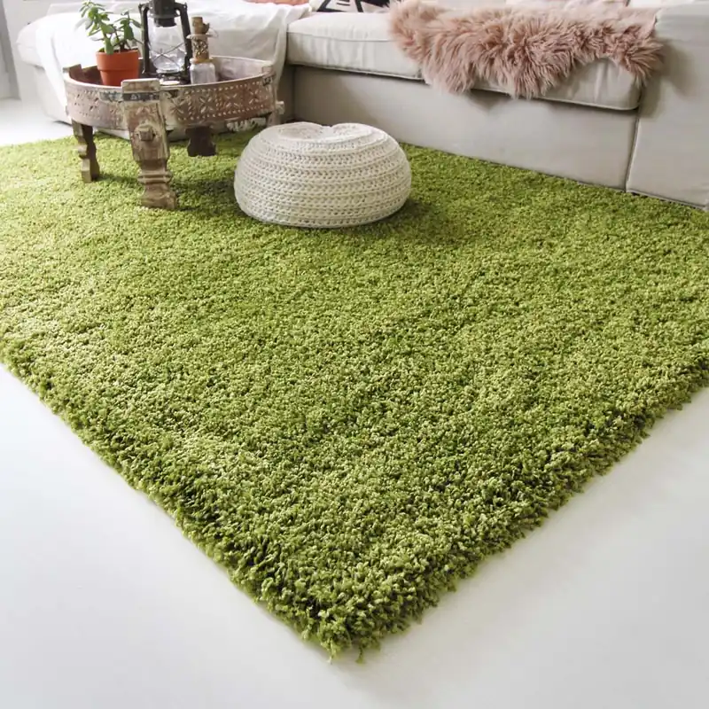 Hoogpolig vloerkleed shaggy Royal 5cm hoogte – groen Garantie Inbegrepen