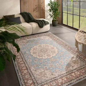 Vintage buitenkleed – Valenca Nova lichtblauw/beige Black Friday-35% Garantie Inbegrepen