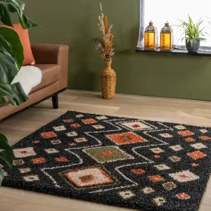 Vierkant hoogpolig vloerkleed bohemian Artisan – antraciet/multi    Black Friday-37% Gratis Retour