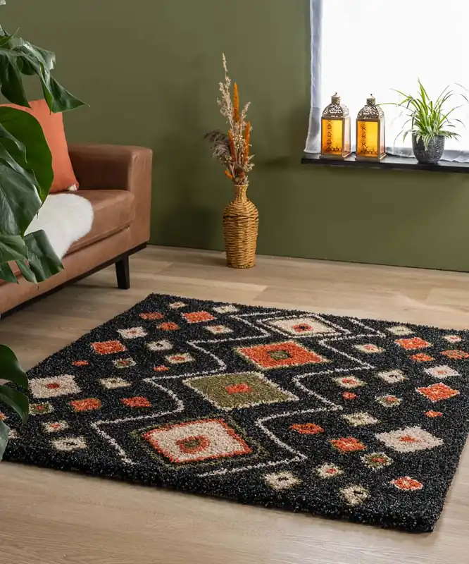 Vierkant hoogpolig vloerkleed bohemian Artisan – antraciet/multi Black Friday-37% Gratis Retour