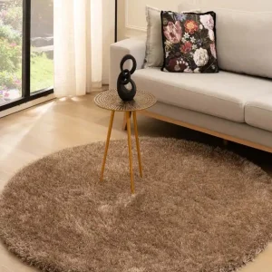 Rond hoogpolig vloerkleed velvet – Posh beige Black Friday-61% Exclusief