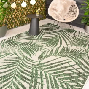 Luxe Buitenkleed palmbladeren – Coastal Cove wit/groen Black Friday-40%