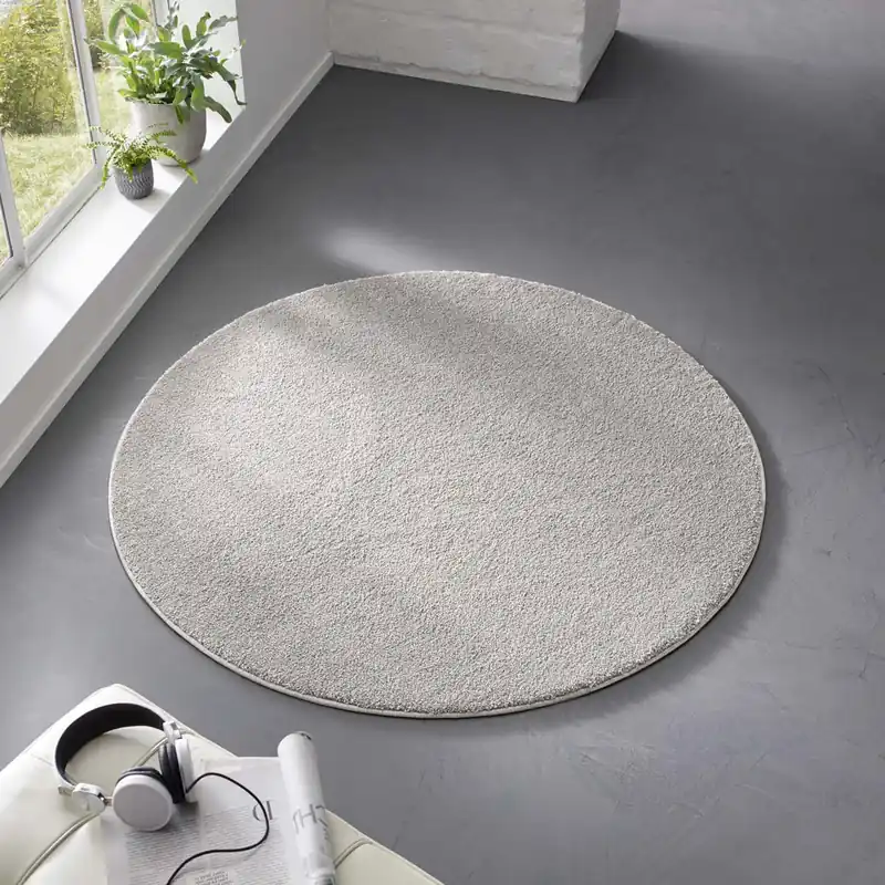 Rond effen vloerkleed Qualis – grijs -46% Beste Prijs