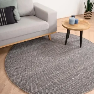 Rond wollen vloerkleed Lett – grijs Black Friday-38% Nu Kopen
