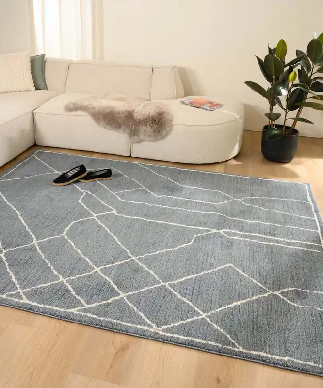 Abstract vloerkleed – Fancy Sketch blauw Black Friday-71% Origineel