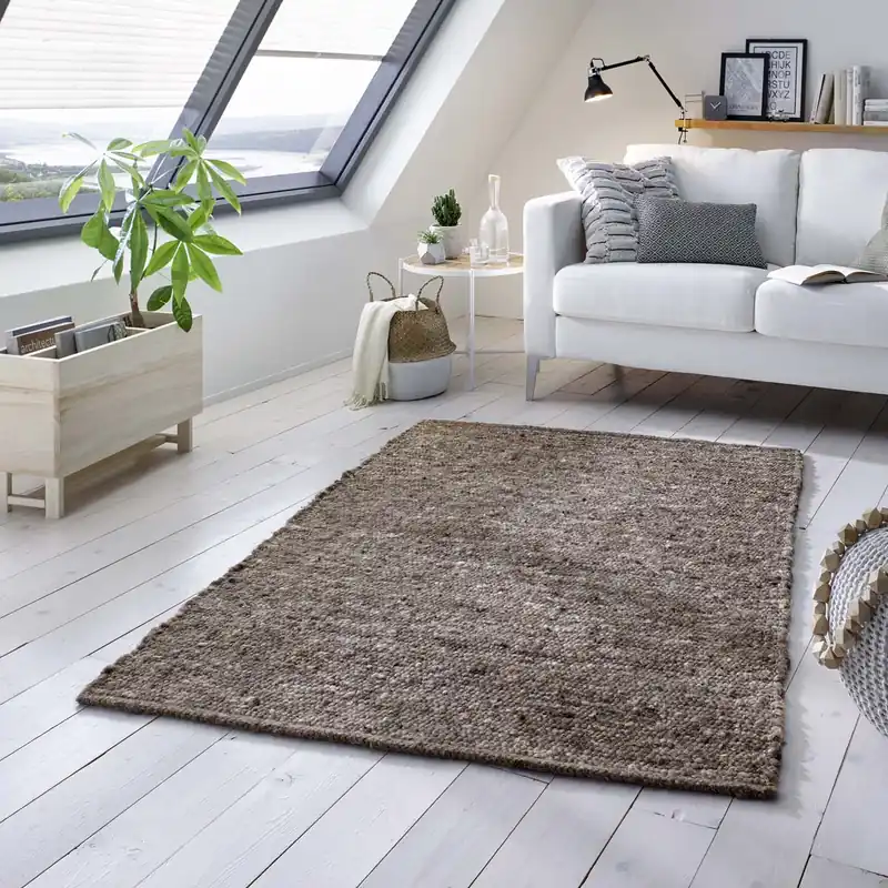Wollen vloerkleed handweef Oslo – grijs -34% Hete Deal