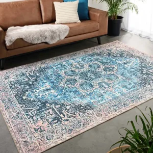Gratis Retour Vintage vloerkleed – Fade No.3 blauw/oranje    Black Friday-40%