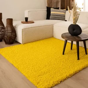 Hoge Kwaliteit Vierkant hoogpolig vloerkleed shaggy Trend effen – geel -47%