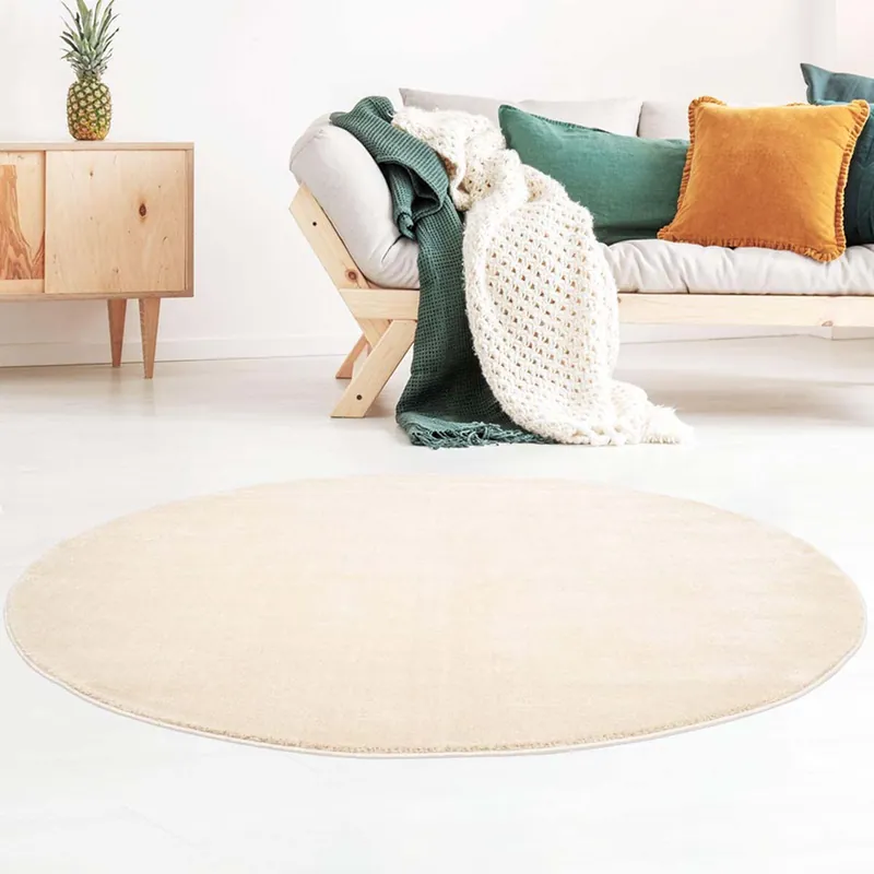Beste Prijs Rond vloerkleed effen velours Gala – ivoorwit -39%
