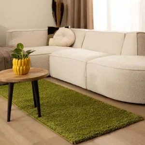 Finale Uitverkoop Hoogpolige loper shaggy Trend effen – groen Black Friday-55%