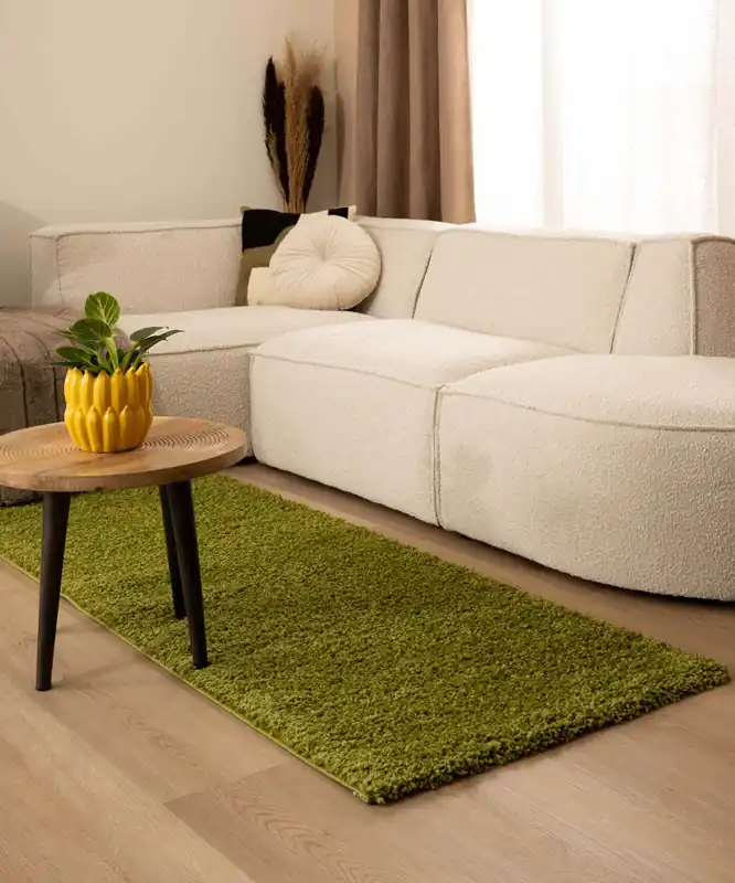 Finale Uitverkoop Hoogpolige loper shaggy Trend effen – groen Black Friday-55%