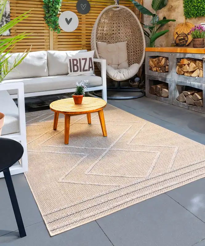 Handgemaakt Boho buitenkleed – Retreat beige Black Friday-38%