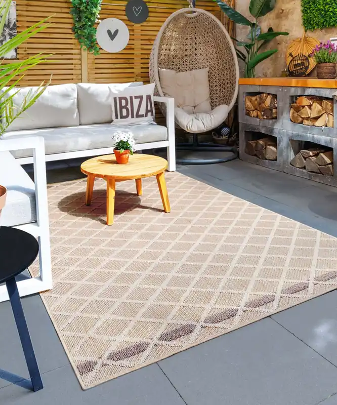 Buitenkleed ruiten – Retreat beige Black Friday-38% Korting