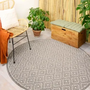 Betrouwbaar Rond buitenkleed ruiten Sunny Gem – grijs Black Friday-55%
