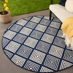 Rond Buitenkleed ruit – Flip Gem donkerblauw Black Friday-39% Tijdelijk Beschikbaar
