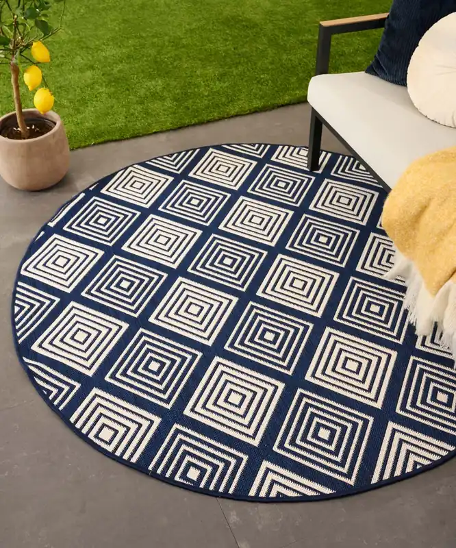 Rond Buitenkleed ruit – Flip Gem donkerblauw Black Friday-39% Tijdelijk Beschikbaar