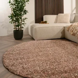 Trendy Rond hoogpolig vloerkleed – Blend roze/beige    Black Friday-34%
