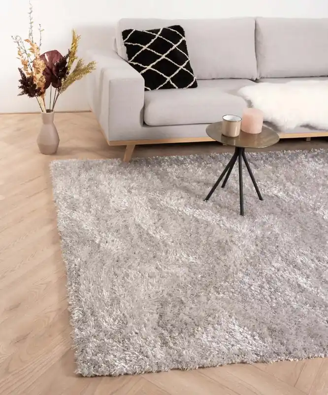 Hoogpolig vloerkleed velours Posh – lichtzilver Black Friday-60% Exclusieve Aanbieding