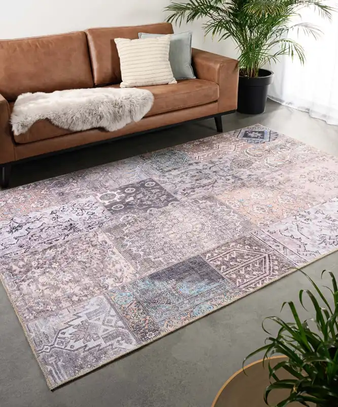 Veilige Betaling Patchwork vloerkleed – Fade Dreamer beige Black Friday-52%