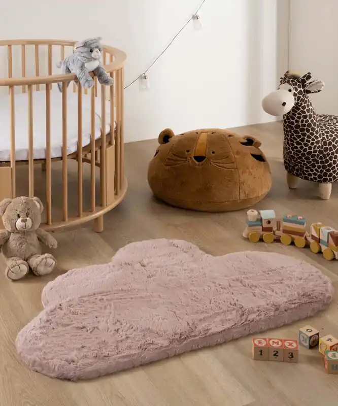 Kindervloerkleed wolkje – Fluffy roze -33% Luxe