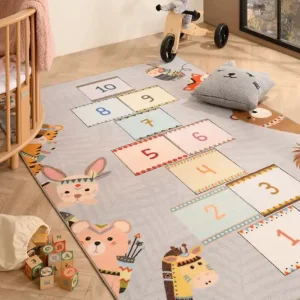 Kindervloerkleed – Joy Hinkelspel dieren grijs Black Friday-41% Garantie Inbegrepen