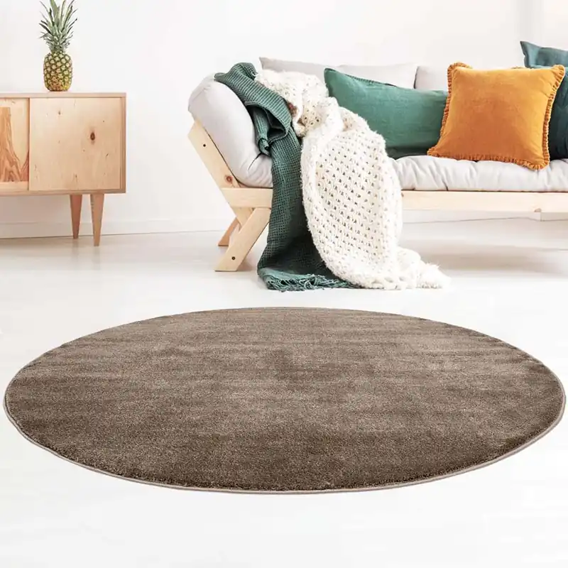 Veilige Betaling Rond vloerkleed effen velours Gala – bruin -39%