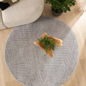 Rond vloerkleed Scandinavisch – Contour Leaf grijs Black Friday-77% Uitverkoop