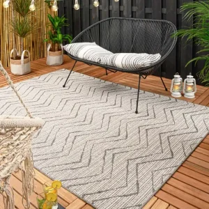 Buitenkleed zig zag Summer – crème/grijs Black Friday-51% Rechtstreeks Van De Fabrikant