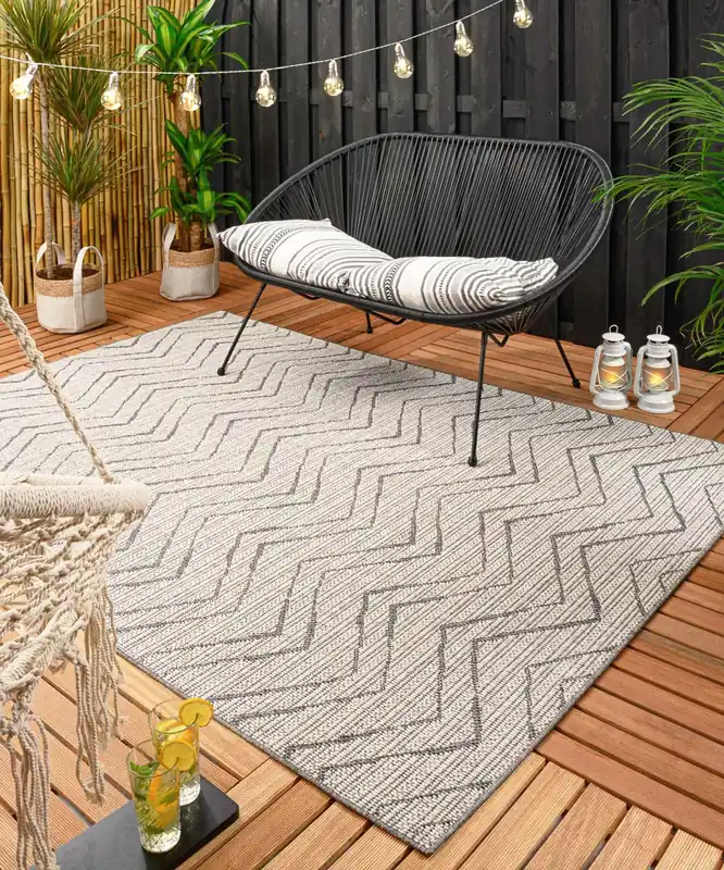 Buitenkleed zig zag Summer – crème/grijs Black Friday-51% Rechtstreeks Van De Fabrikant