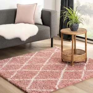 Populair Vierkant hoogpolig vloerkleed ruiten Habitat – roze/wit    Black Friday-37%