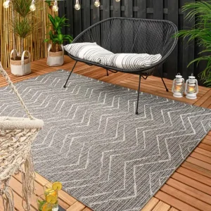 Buitenkleed zig zag Summer – grijs/crème Black Friday-51% Handgemaakt