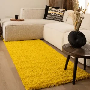Hoogpolige loper shaggy Trend effen – geel Black Friday-67% Beperkte Voorraad