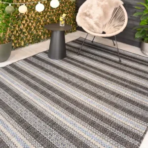Lage Prijs Buitenkleed strepen – Coastal Path zwart Black Friday-40%