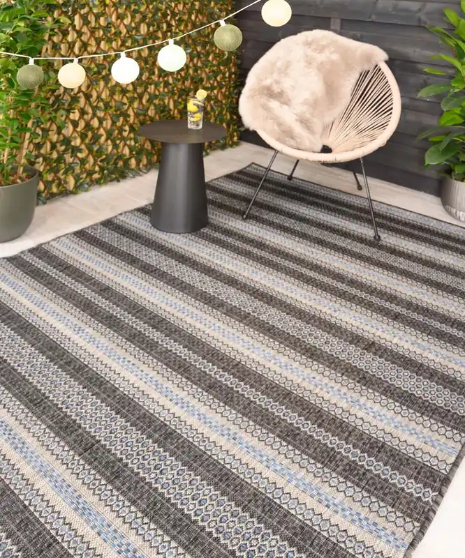 Lage Prijs Buitenkleed strepen – Coastal Path zwart Black Friday-40%