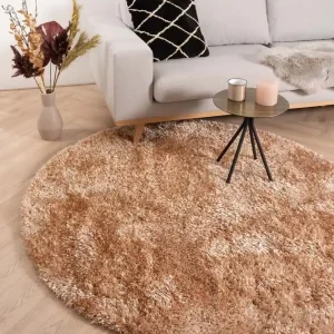 Topkwaliteit Rond hoogpolig vloerkleed velours Posh – zalmroze    Black Friday-64%