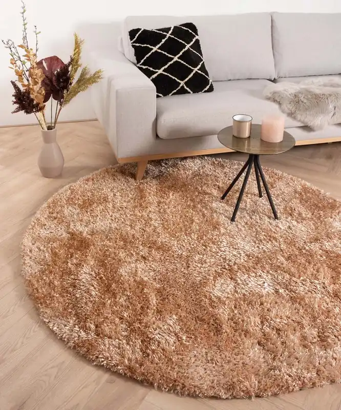 Topkwaliteit Rond hoogpolig vloerkleed velours Posh – zalmroze Black Friday-64%