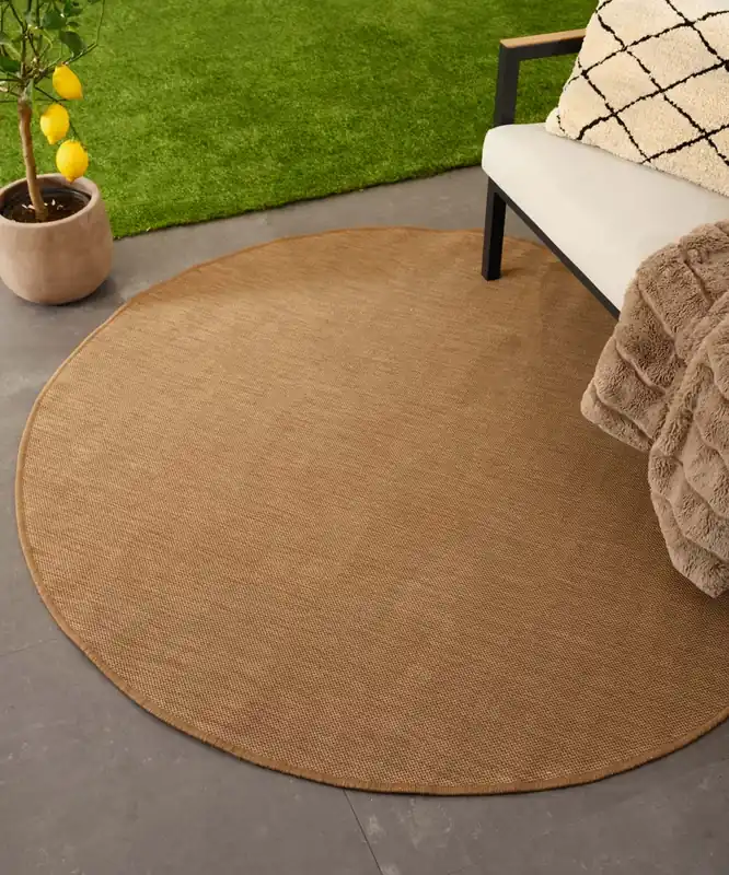 Rond buitenkleed effen – Flip lichtbruin Black Friday-39% Premium
