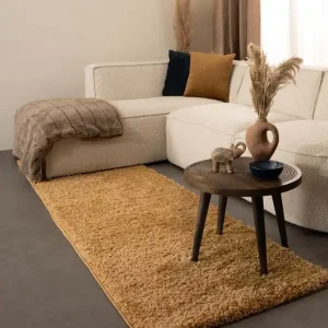 Hoogpolige loper shaggy Trend effen – goud Black Friday-32% Direct Verzonden